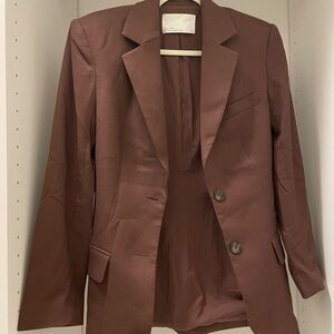 OAK + FORT Chestnut Brown Single-Breasted Blazer